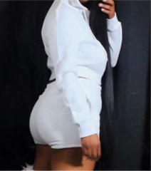 Crop zip jacket& shorts set