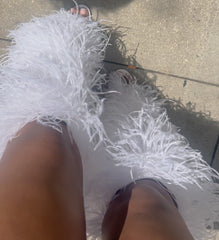OSTRICH FEATHER WEDGE HEELS