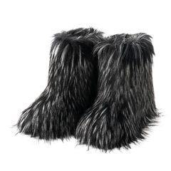 Black/White Fly Furry Boots