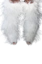 White Ostrich Feather Wedge