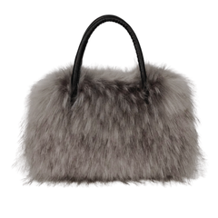 Grey fly furry purse