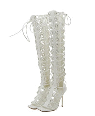 Restocked Thigh High Ring Heels (White)