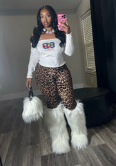 White Baddie Knee-High Fur Boots & Bag