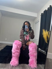 Pink Baddie Knee-High Fur Boots