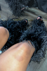 OSTRICH FEATHER WEDGE HEELS