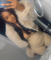 Tan Crop Fur Jacket (removable fur)