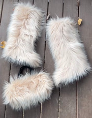 Tan Baddie Knee-High Fur Boots & Bag