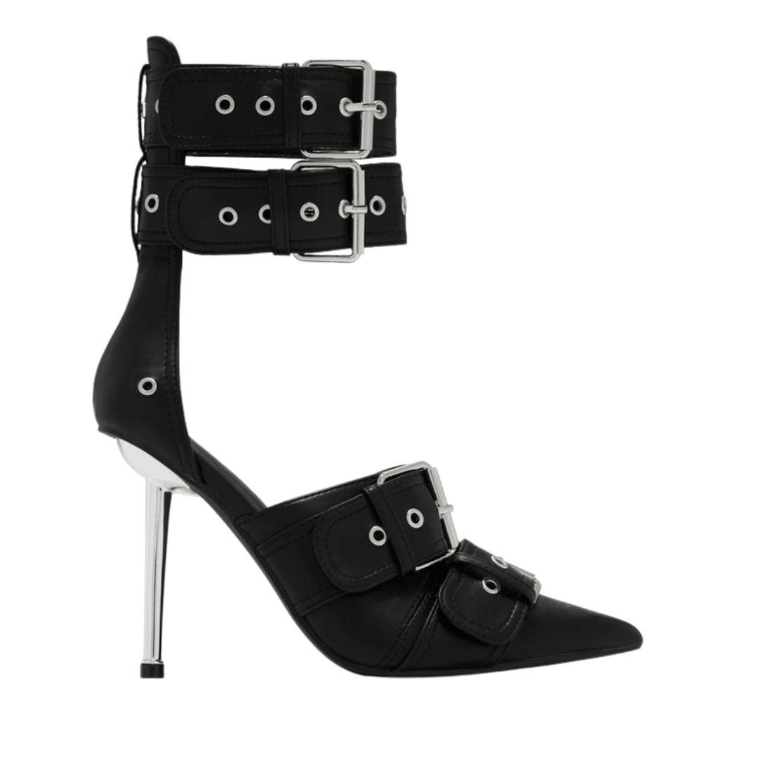 Black Buckle Point Toe