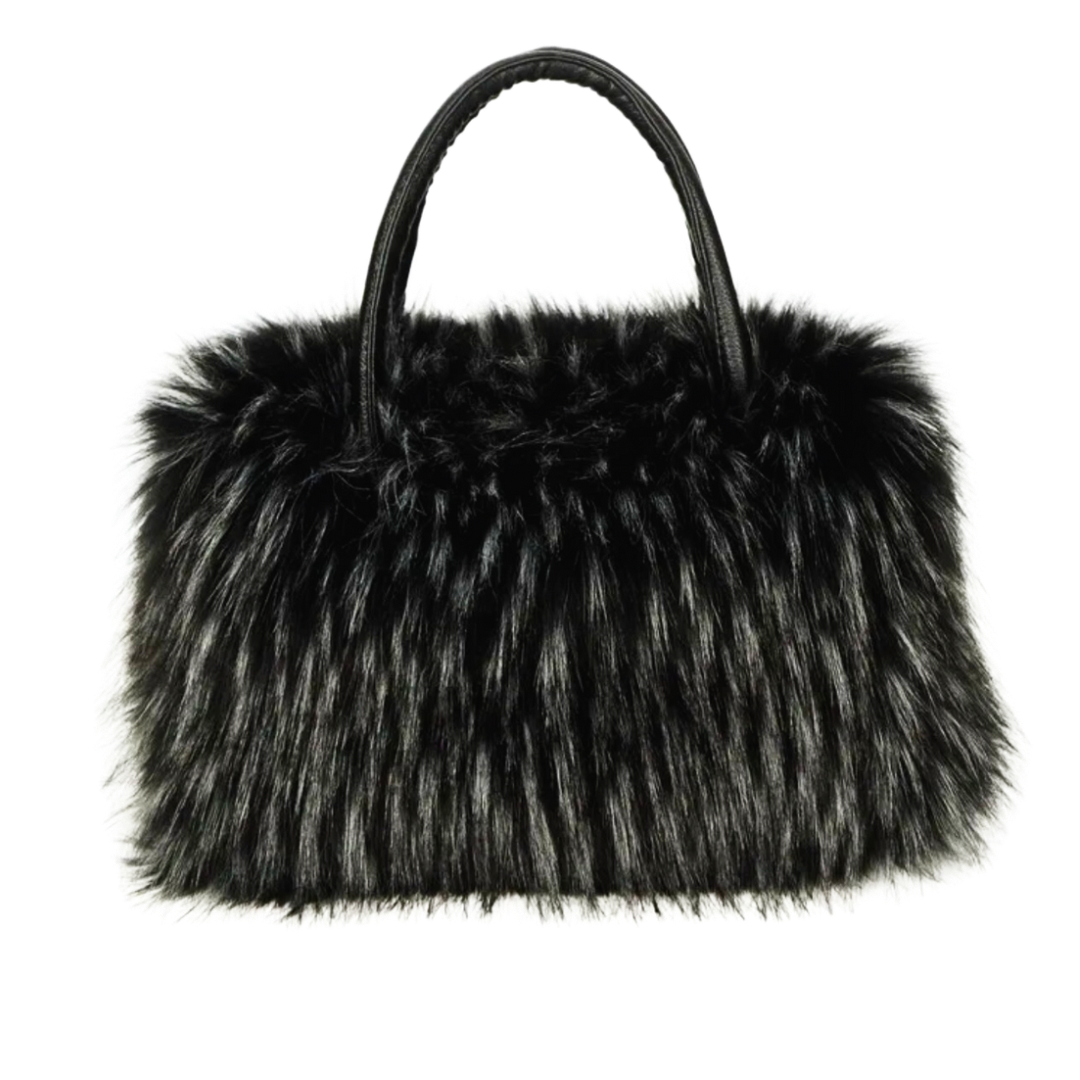Black/White Fly Furry Purse
