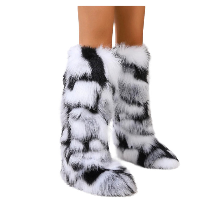 Skunk Baddie Knee-High Fur Boots – Wyn Luxe