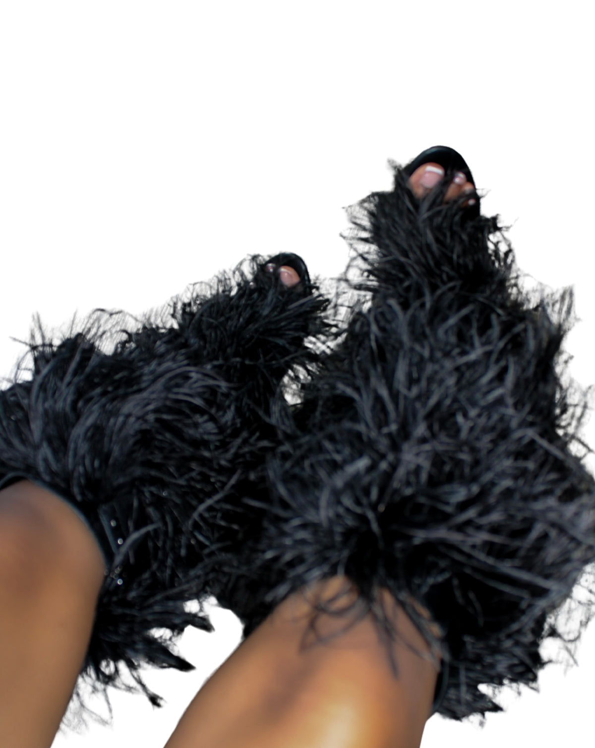 Black Ostrich Feather Wedge