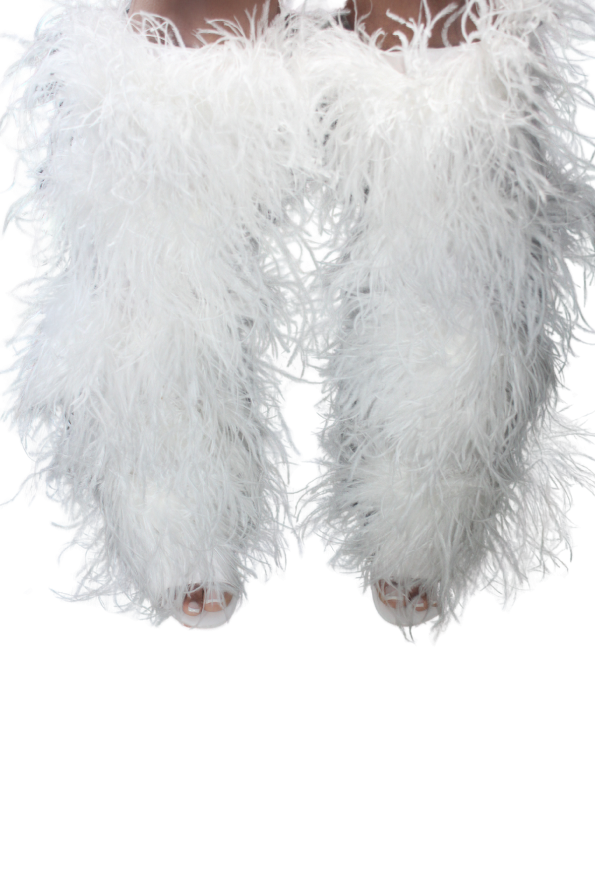 White Ostrich Feather Wedge