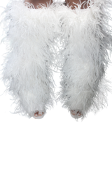 White Ostrich Feather Wedge