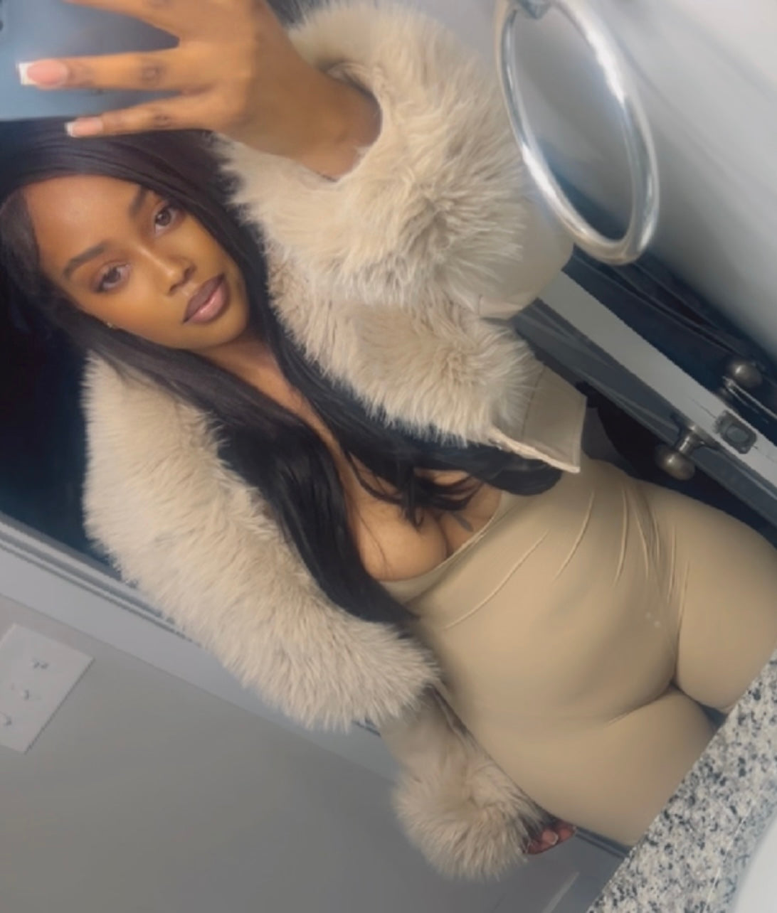 Tan Crop Fur Jacket (removable fur)