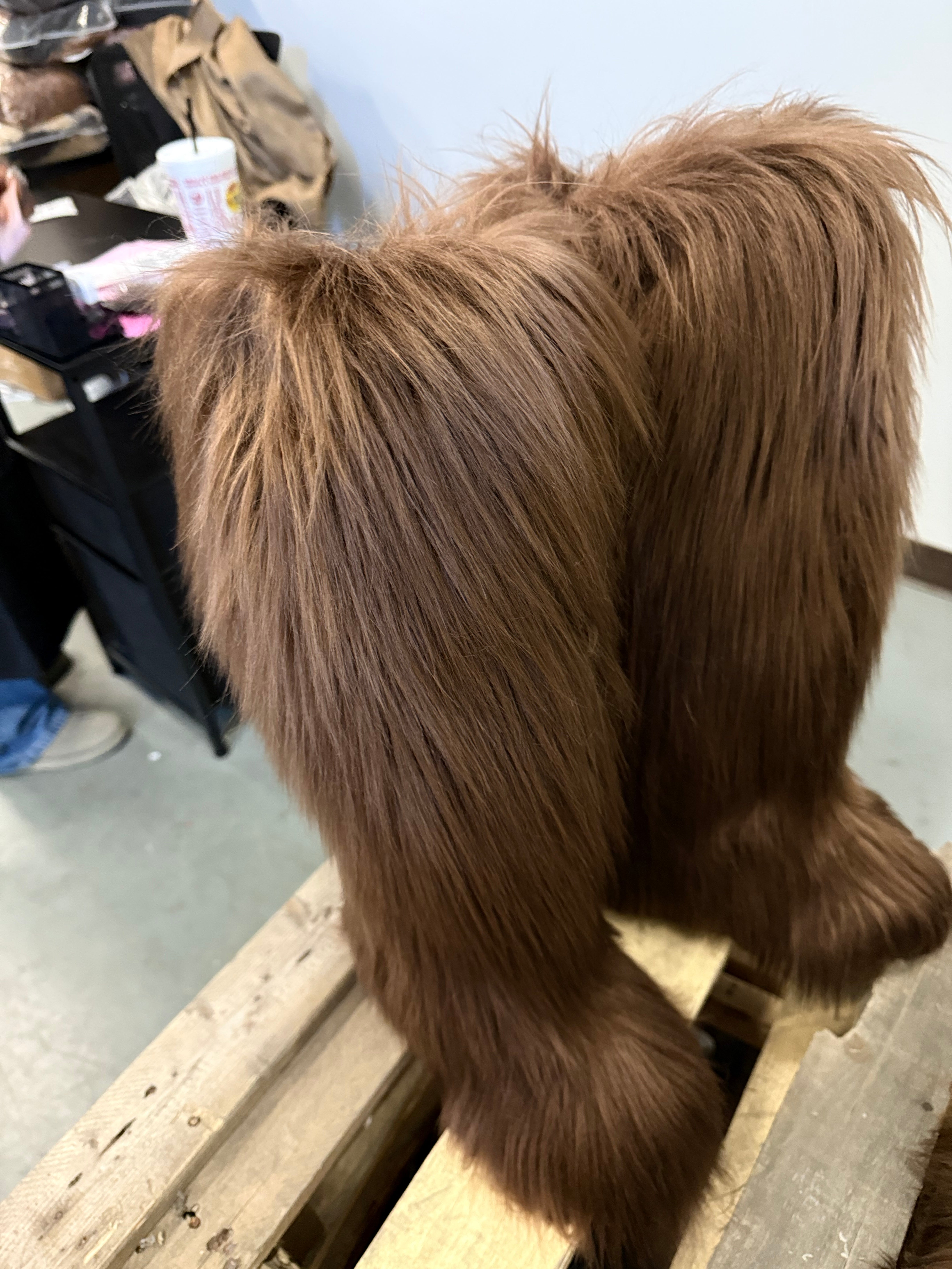 Brown Baddie Knee-High Fur Boots & Bag