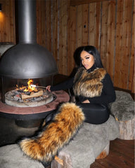 Brown baddie knee-high fur boots